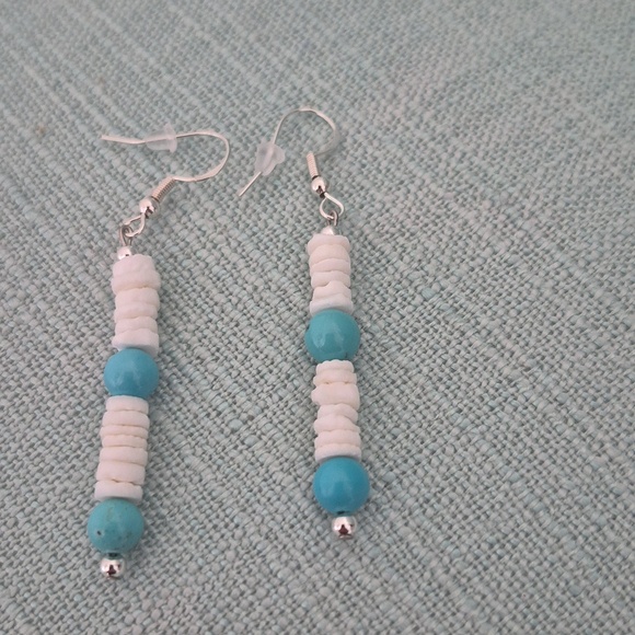 Natural Shell Rings Necklace & Earrings With Turquoise Stars &Turtle - Picture 4 of 5